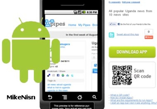 make your Website or Blog into an Android App, create a QR code